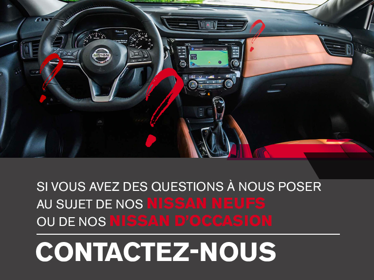 Image interactive montrant un volant de Nissan chez Nissan Charlevoix à la Malbaie. Pour toutes questions au sujet de nos Nissan neufs ou de nos Nissan d'occasion contactez Nissan Charlevoix à la Malbaie. Image avec le bouton d'action « contactez-nous »